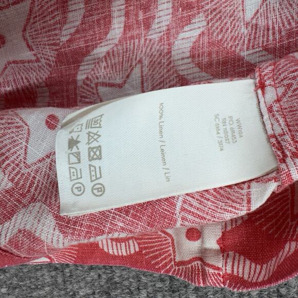 Boden Red Linen Star Mini Dress 3/4 Sleeve Notch Neck Sz 8 Petite 4th Of July - Picture 9 of 11